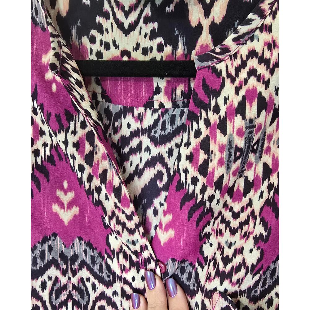 Maeve Ikat Purple Shirt Dress Workwear Belt Roll Tab Sleeve Size XS - Picture 5 of 10